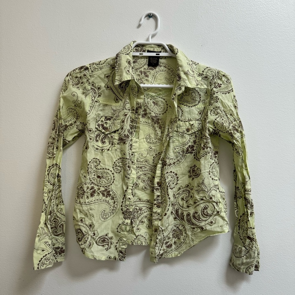 Y2K Fang Girls Paisley Printed Shirt L